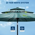 thumbnail image 3 of Garvee 10ft 3-Tier Vented Patio Umbrella, 8 Sturdy Ribs, Crank Lift, Push Button Tilt, Turquoise, 3 of 8