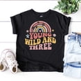thumbnail image 5 of Young Wild Three Retro Rainbow Adorable 3rd Birthday Shirt for Infant Baby Toddler Girl Third Birthday Outfit Black Shirt 4T, 5 of 6