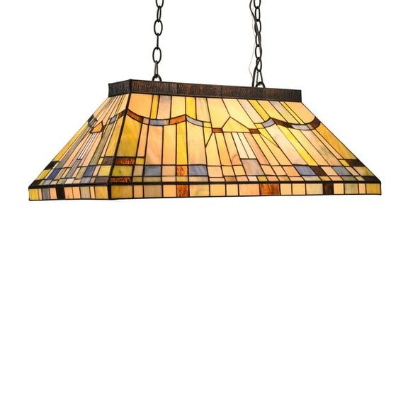 Lighting KINSEY Tiffany-style Blackish Bronze 3 light Mission Island Fixture 28" Wide