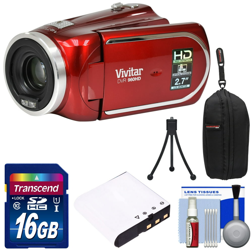 Vivitar DVR 960HD 1080p HD 12x Optical Zoom Video Camera Camcorder (Red