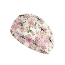 Jiueut Hummingbird Nurse Button Headband Flower Nurse Headbands for Women with Buttons Headbands for Masks with Buttons for Nurses 4 Piece Wide Headbands for Girls Non Slip