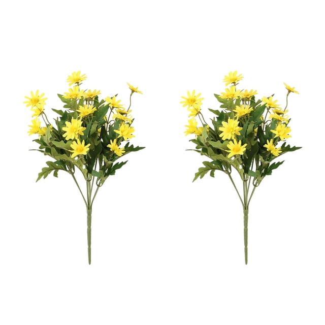 ZheElen 2pcs Artificial Silk Daisy Flowers Low Maintenance And For Home Faux Flowers yellow 1Set