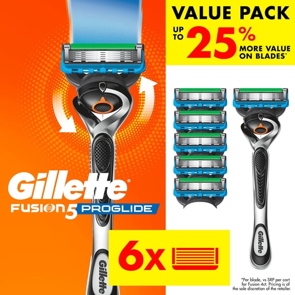 Gillette Fusion5 ProGlide Shaving Razor for Men, 1 Handle, 6 Blade Refills