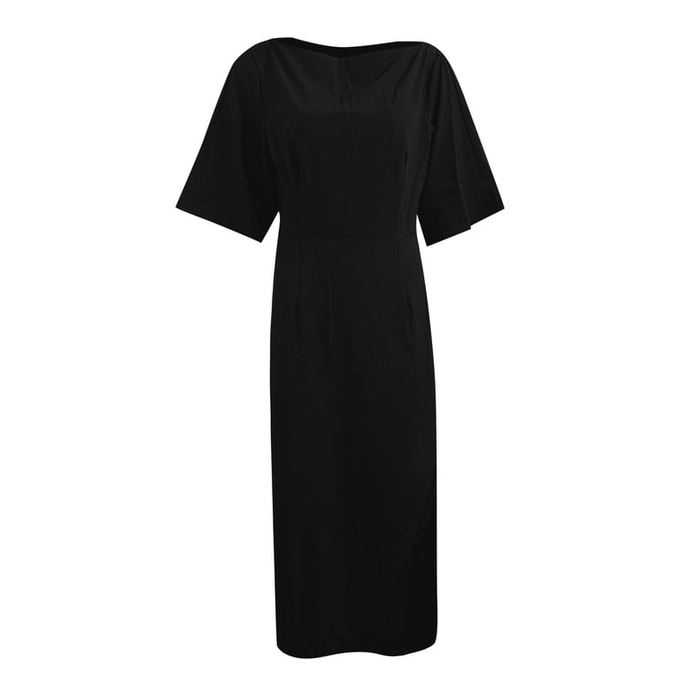 black midi graduation dress Ottavia Black Jacquard Midi A-line Graduation Dress