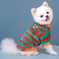 thumbnail image 2 of FOCUSNORM Dog Fleece Sweatshirt Colorful Striped Puppy Clothes Soft Pet Winter Clothes for Small Dogs, 2 of 4
