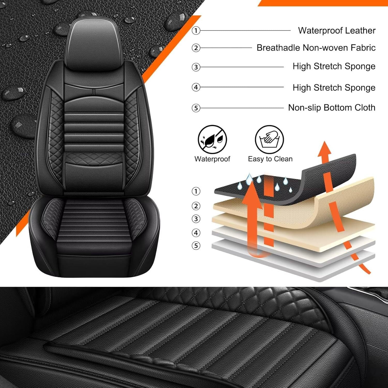 DIKSOAKR Seat Covers Full Set Custom Fit for Jeep Gladiator 2020 2021 2022 2023 2024 2025 2026 Breathable Waterproof PU Leather 5-Seat Protector