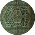thumbnail image 1 of Ahgly Company Indoor Round Persian Turquoise Blue Traditional Area Rugs, 8' Round, 1 of 4