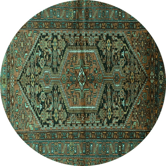 Ahgly Company Indoor Round Persian Turquoise Blue Traditional Area Rugs, 8' Round
