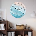 thumbnail image 2 of Wall Clock Teal Blue Ocean Waves Clocks PVC Silent Non-Ticking Battery Operated Decorative Ombre Beach Spray Round Clock for Home Living Room Kitchen Bedroom Office School Wall Decor 14 Inch, 2 of 9