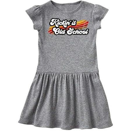 

Inktastic Kickin it Old School with Weathered Retro Stripe Gift Toddler Girl Dress