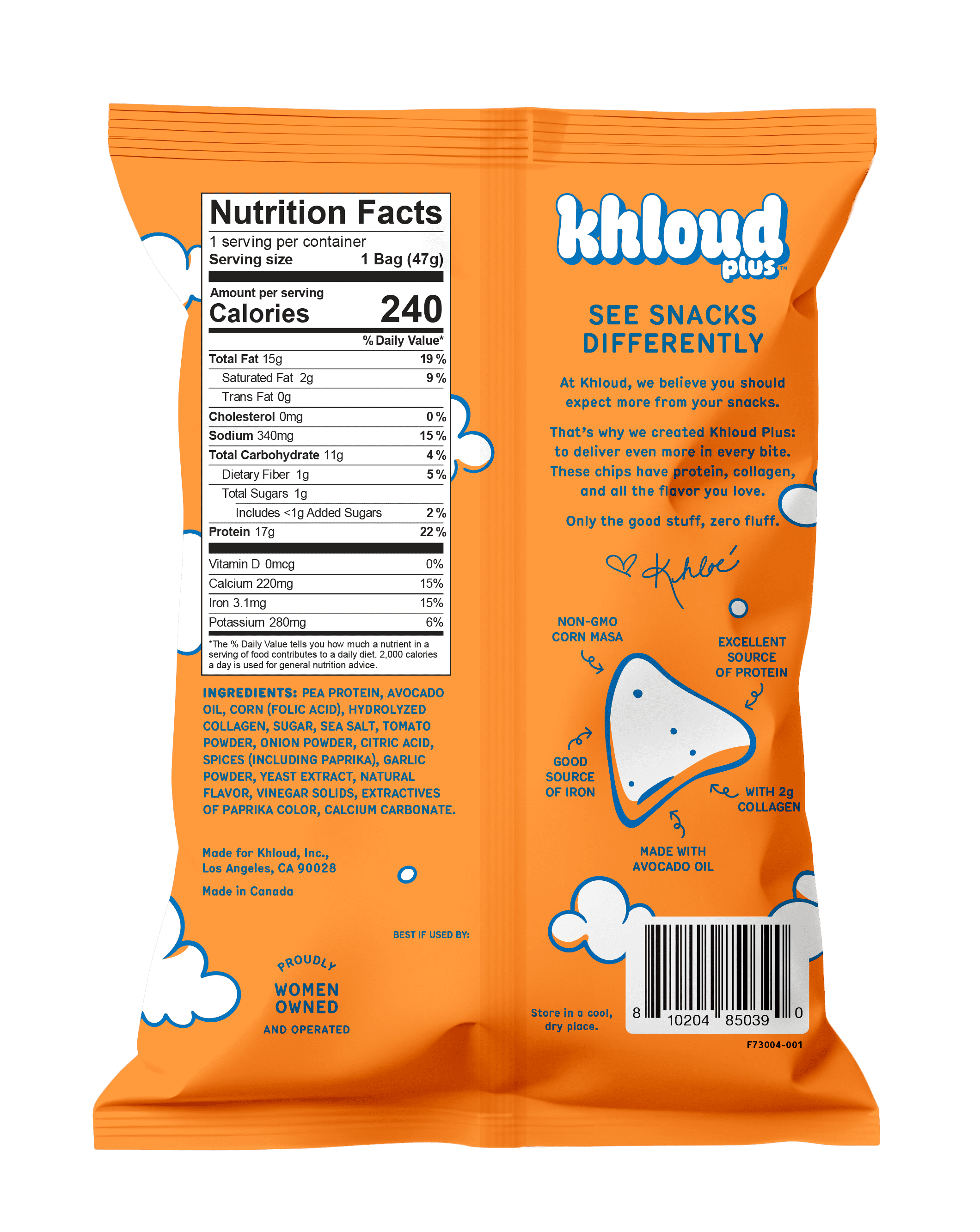 Khloud Plus Buffalo Protein Tortilla Chips with Collagen 1.6oz