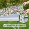 thumbnail image 6 of 36x36 Square Table Cover with Elastic Band, Bohemian Floral Printed Tablecloth for All-Weather Use Indoors and Outdoors, 6 of 6