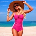 thumbnail image 2 of Fewfanhot Women's Casual Fashionable Swimwear Sleeveless Solid-Color Tummy Control Monokini Fitted One-Piece Bikini Swimsuit, 2 of 8