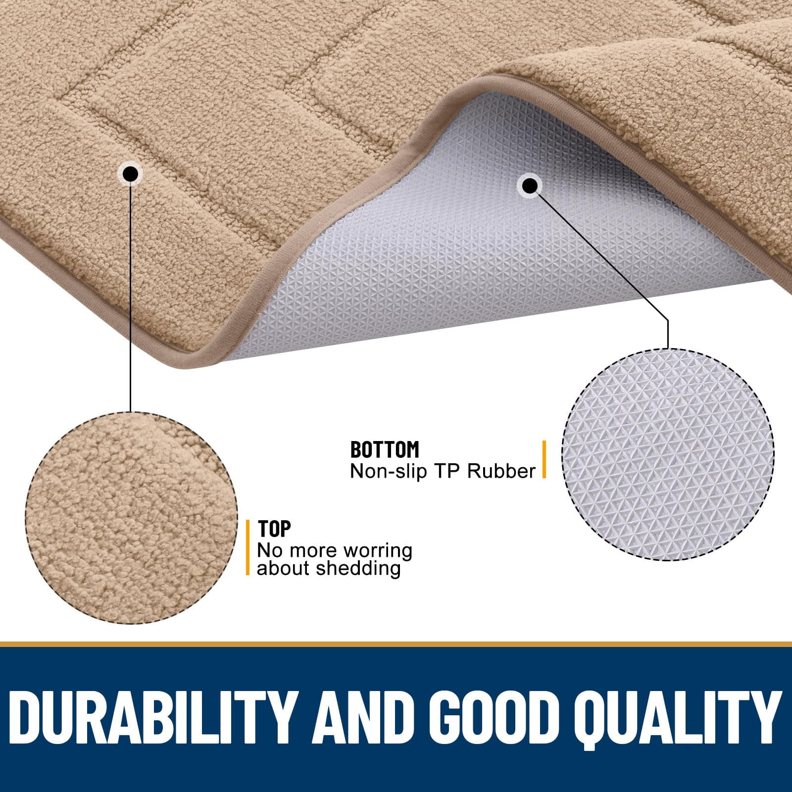 Buganda Door Mat for Inside, Absorbs Moisture and Low Profile Doormat Outdoor, Dirt Trapper Rugs for Entryway, 20"x30", Beige
