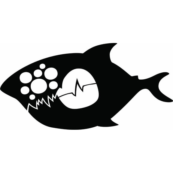 Fish - Black & White - Picture Art - Peel & Stick Vinyl Wall Decal Sticker 20x20 Inches