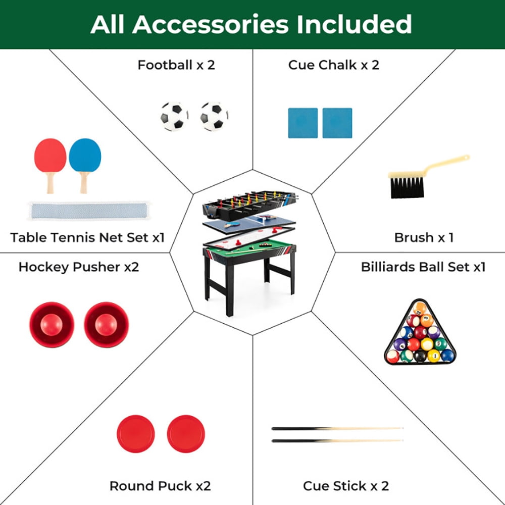 Spaco 4-in-1 Multi Game Table, Game Table with Pool Billiards, Infinity Game Table for Indoor, Black