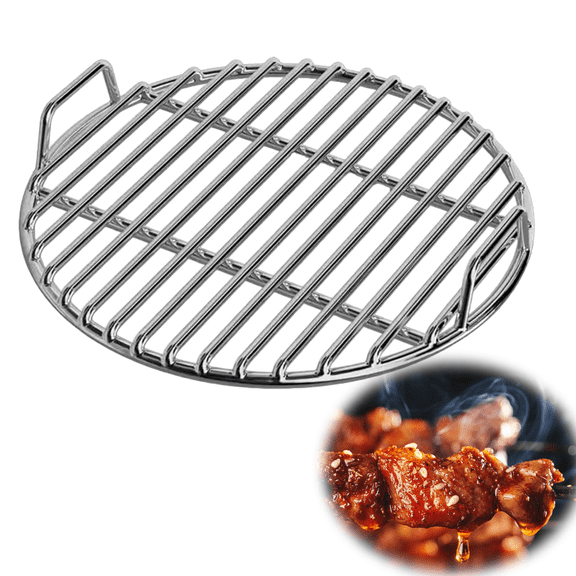 Grill Grates Replacement, Stainless Steel Grill Grate, Extra Thick Round Cooking Grates Replacement with Handle for Charcoal Smoker,16 Inch , Round Smooth Heat Resistant Stainless Steel Grill Grate