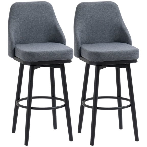 Extra Tall Bar Stools Set of 2 Modern 360 Swivel Dining Room Chairs Steel Legs Dark Gray