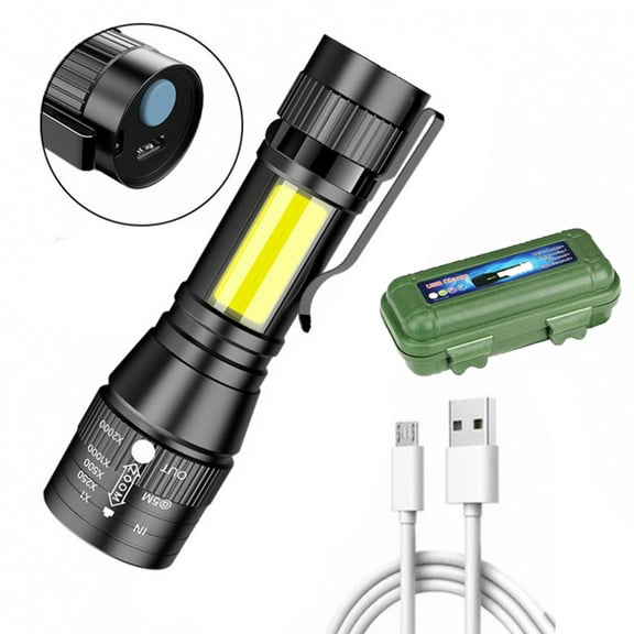 Jubipavy Bright LED Flashlight Zoomable Rechargeable Flashlight With 4 Modes Powerful Handheld Flashlight