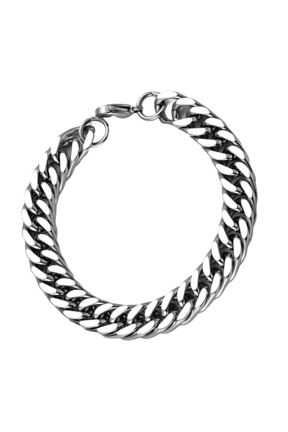 Casual Cuban Curb Chain Bracelet Teens Boys Titanium Steel Wrist Bangle 17x0.6cm