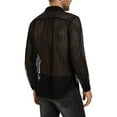 thumbnail image 2 of CENL Men Mesh See-through Loose Shirt Top Sexy Long-Sleeved V-neck Turn-down Collar, 2 of 6