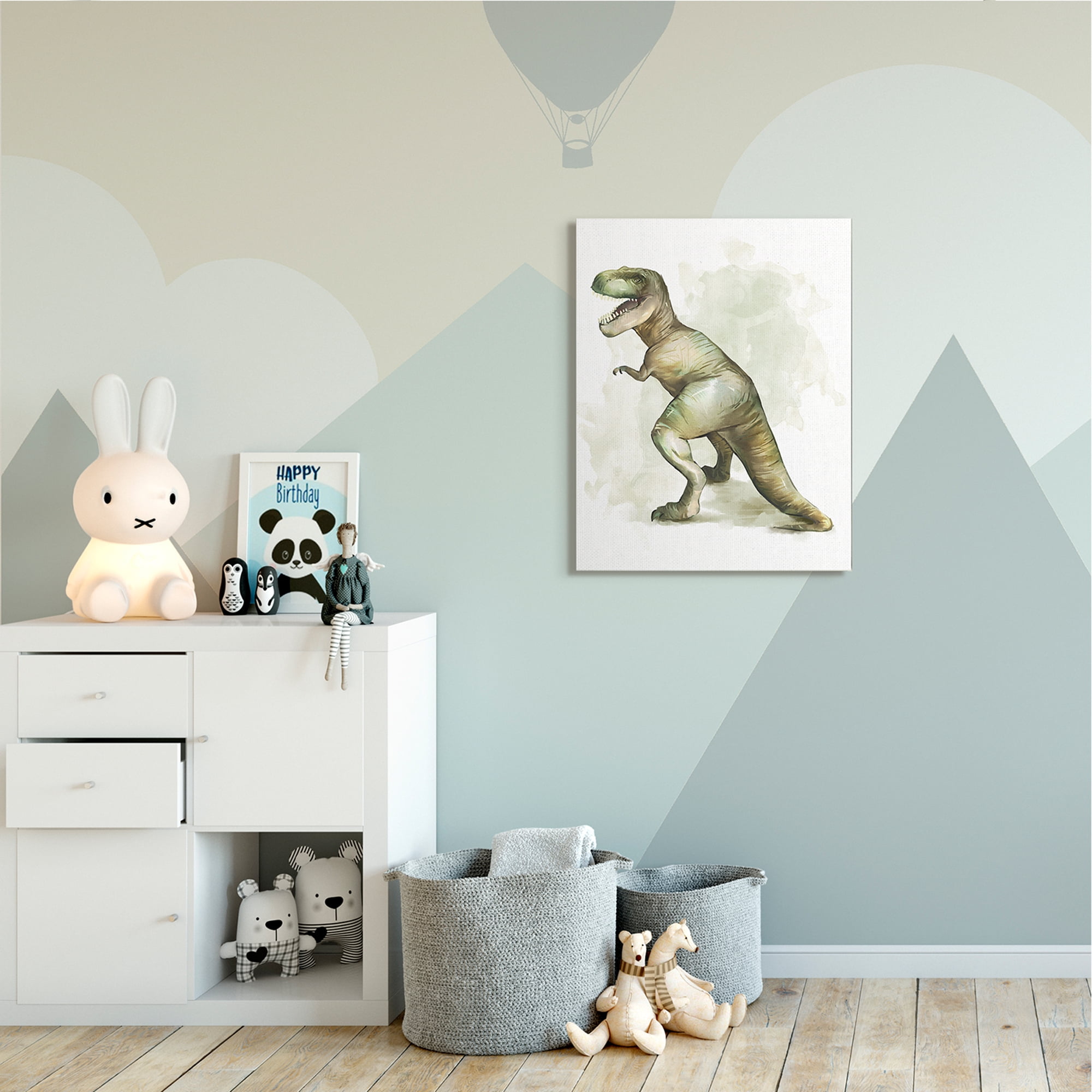 Stupell Industries Green T-Rex Dinosaur Ancient Reptile Roar Animals & Insects Painting Gallery Wrapped Canvas Art Print Wall Art, 30 x 40