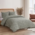 thumbnail image 5 of Jessica Simpson Botanical Embossed Sage Green Duvet Cover Set Queen/Full Size - 3 Piece Set, 5 of 7