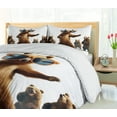 thumbnail image 5 of Ambesonne Funny Bear Duvet Cover Set, Dancing Huge Glasses, Queen, Chocolate White, 5 of 6