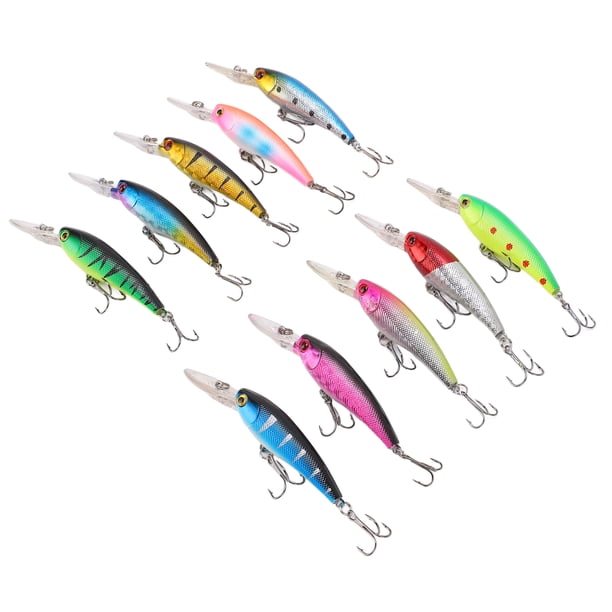 Señuelo de pececillo, kit de 10 piezas de cebo de pesca, señuelo de pez falso, señuelos de pesca de primera clase Características