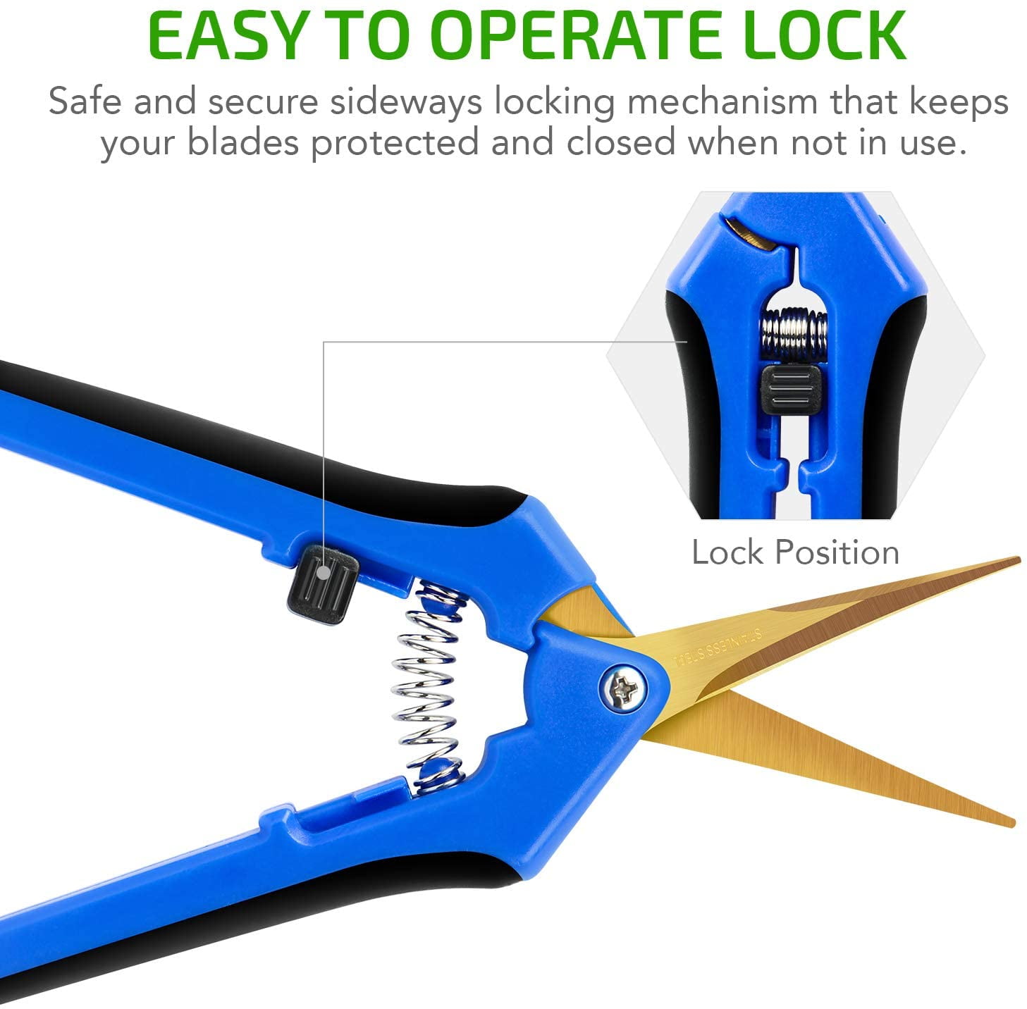 for Trimming Snipping Shaping iPower GLPRNR6BLTIV1 6.5 Inch Pruning Shear Hand Pruner with Titanium Coated Curved Precision Blades Blue 1-Pack 