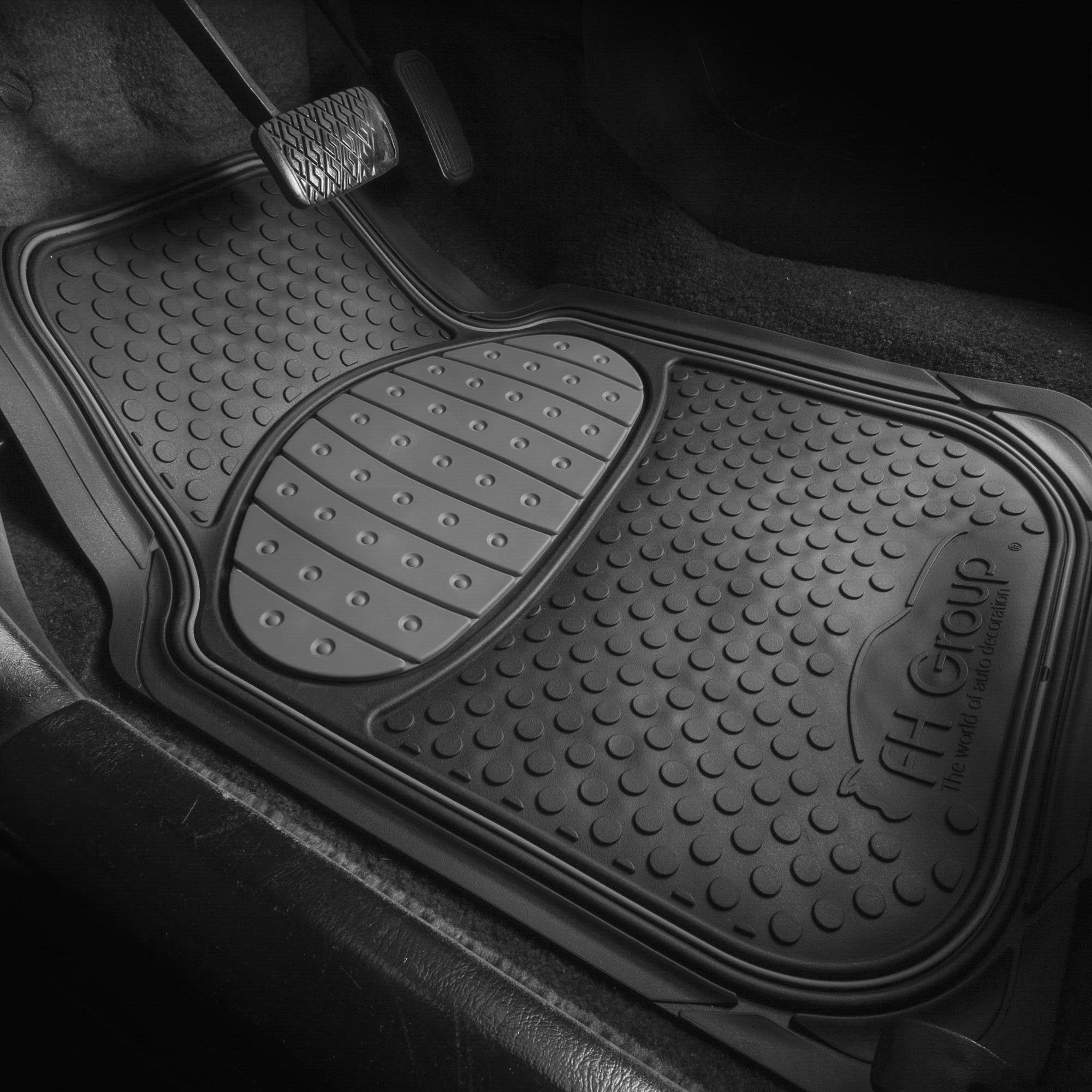 FH Group Climaproof Rubber Gray Car Floor Mats, Universal Fit 3pc Full Set with Air Freshener