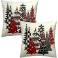 thumbnail image 2 of Christmas Trees Throw Pillow Covers 20x20 Set of 2,Red Black Buffalo Plaid Xmas Tree Decorative Pillow Cases Cushion Cover for Farmhouse Bed Couch Living Room Outdoor Car, 2 of 4
