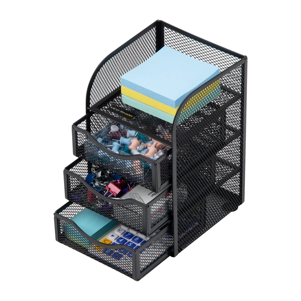 Desktop Accessory Storage, Paper Binder Clip Basket, Workspace, Office, Metal