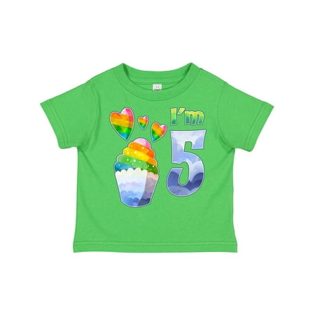 

Inktastic I m 5 Birthday Rainbow Cloud Cupcake with Hearts Gift Toddler Boy or Toddler Girl T-Shirt