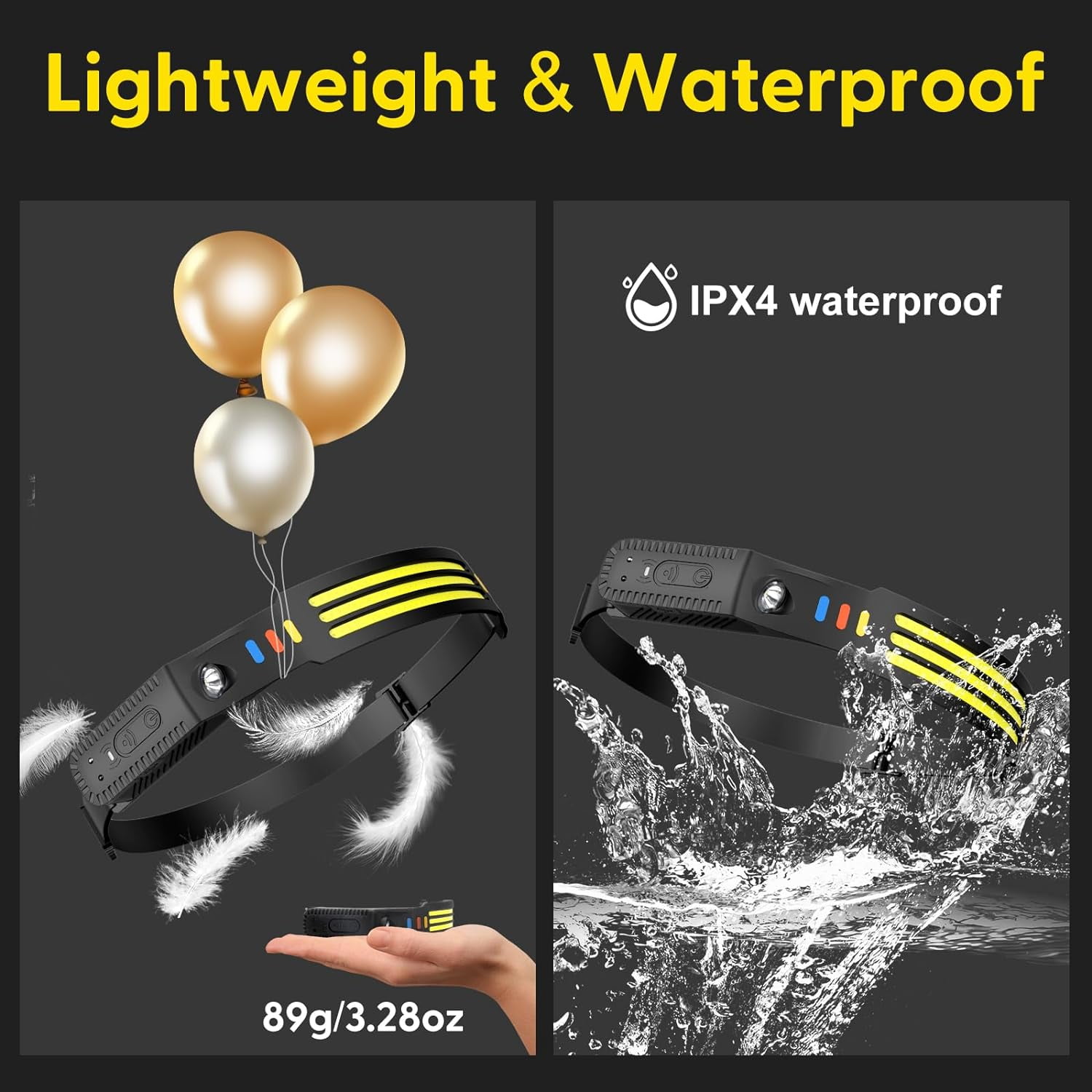 Headlamp Rechargeable 2 Pack, 230° Wide Beam Head Lamp LED, Head Flashlight with Motion Sensor, 5 Mode Head Lights for Forehead, Waterproof Headlamps for Adults Hiking Camping Gear
