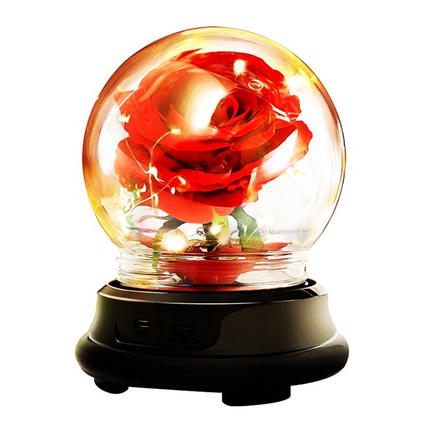 Luz De Rosa De Terciopelo Exquisita Flor De Rosa Luz De Pantalla De Vidrio Simulada Rosas Románticas Adorno De Iluminación Con Cadena De Luz Led Pantalla De Vidrio Para Festival Speravity HA018427-00