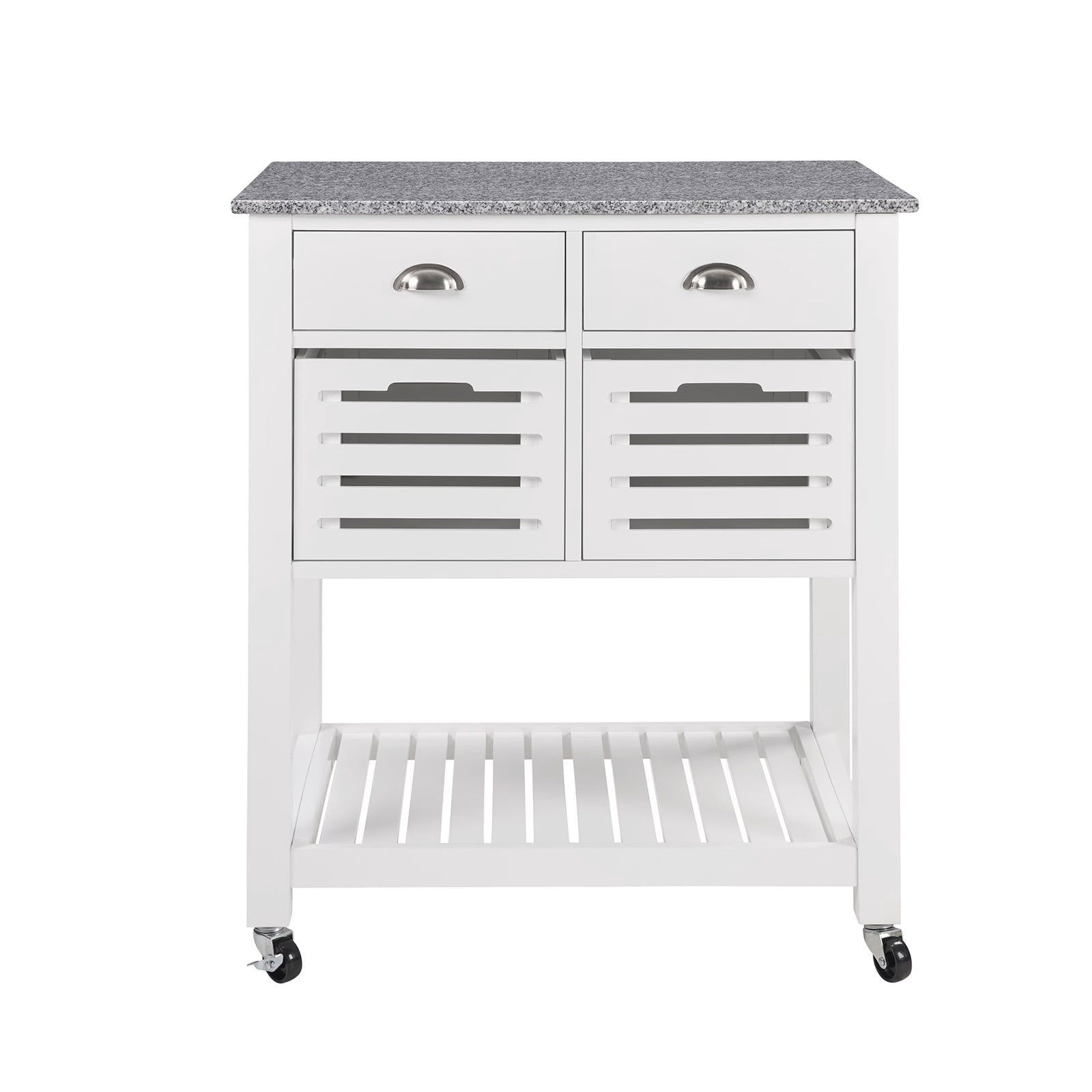 WEGFTDUOP Kitchen Island Cart with Storage, Mobile Rolling Kitchen Island on Wheels, Trolley Serving Cart with Underneath Drawer & Slide-Out Wire Storage Basket for Kitchen, Dinning Room