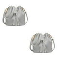 thumbnail image 4 of kurtrusly Stylish Bucket Shoulder Bag Drawstring Purse Handbag for Small Shopping Red Gray 22x11x19CM 2Set, 4 of 6