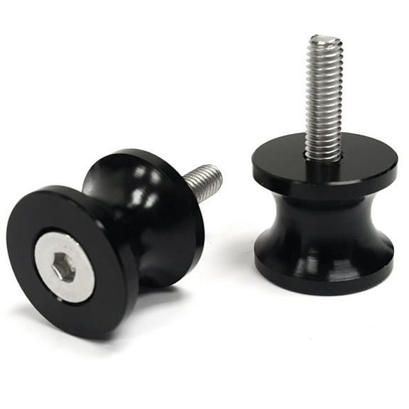 Krator Low Profile 6mm Black Swingarm Spools (Compatible with Most Yamaha Bikes) Yamaha YZFR1 R1 R6 R6S 600 1000 FZ6 YZF