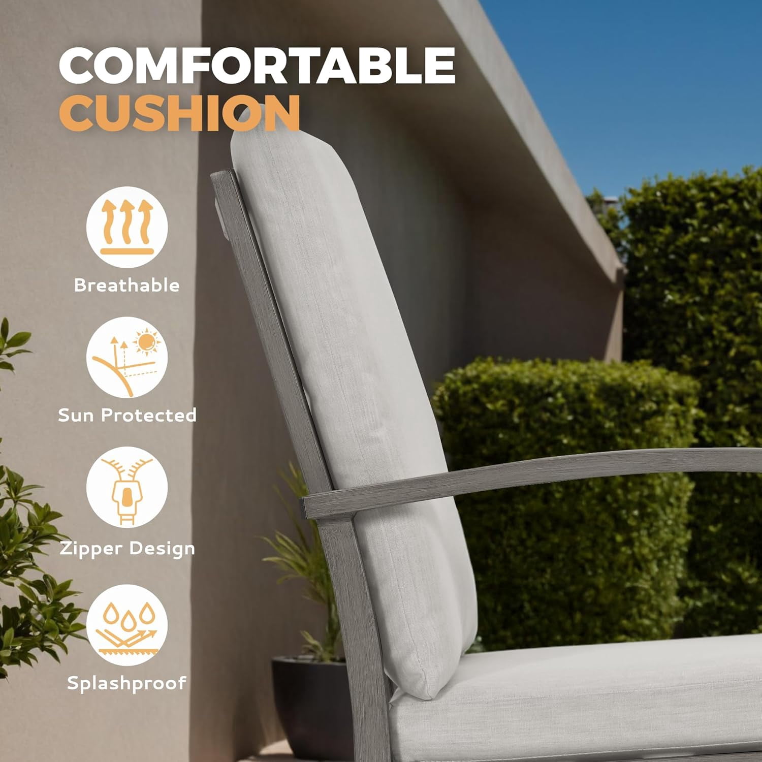 4-Piece Outdoor Aluminum Sofa Chairs with Ottoman, Patio Armchairs with Stool & Cushion