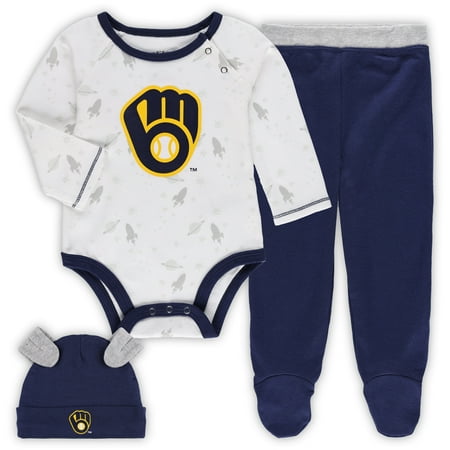 

Newborn & Infant Navy/White Milwaukee Brewers Dream Team Bodysuit Hat & Footed Pants Set
