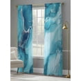 thumbnail image 4 of Abstract Liquid Art Sheer Curtains 96 Inches Long 2 Panels Modern Gary Blue Marble Texture Light Filtering Semi Sheer Window Curtains Drapes for Bedroom Living Room 52"x96", 4 of 7
