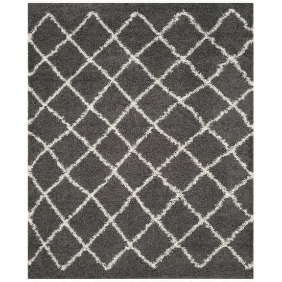SAFAVIEH Dallas Jerrie Geometric Shag Area Rug, Dark Grey/Ivory, 8' x 10'