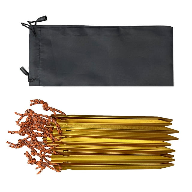 Estacas para tienda de campaña, anclajes para tienda de campaña, ligeras y resistentes, clavijas para suelo con clavos 24 Piezas Oro