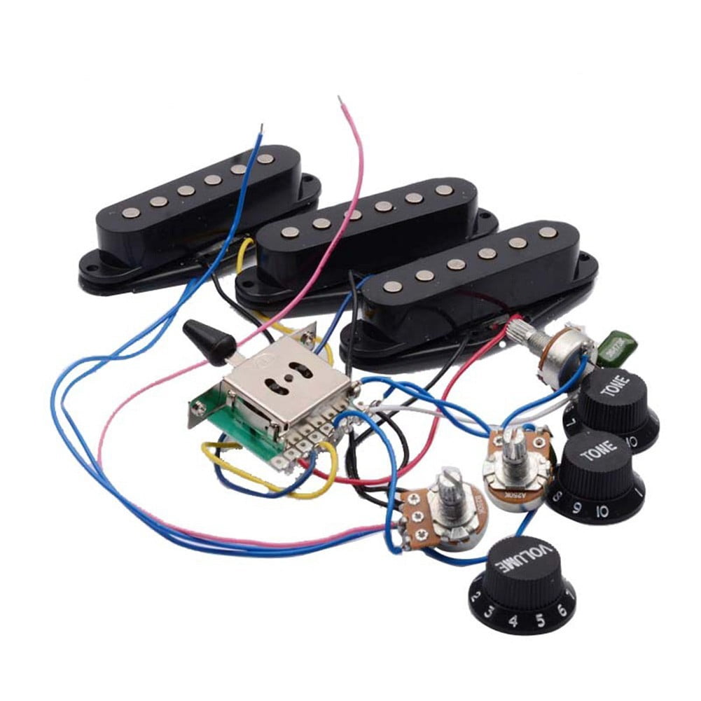 Electric Guitar Pickup Wiring Harness Prewired 5-way Switch 2T1V SSS for Strat