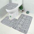 thumbnail image 2 of Gray Geometric Diamond Striped Pattern Bathroom Rugs Sets 3 Piece,Toilet Cover Set,Absorbent Non Slip Bathroom Mats Sets with U-Shaped Contour Rug Toilet Rug Set, 2 of 5