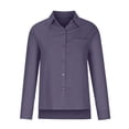 thumbnail image 5 of Cotton Linen Shirts for Womens 2026 Button Down Long Sleeve Blouse Casual Dressy Business Work Tops with Front Pocket, 5 of 7