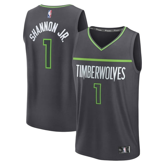 Men's Fanatics Terrence Shannon Jr. Anthracite Minnesota Timberwolves Fast Break Replica Jersey - Statement Edition