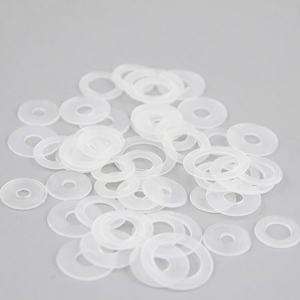 Arandelas planas de nylon Junta de sellado de 2/1-3 pulgadas de espesor para manguera de agua de tubería de grifo, transparente, paquete de 50