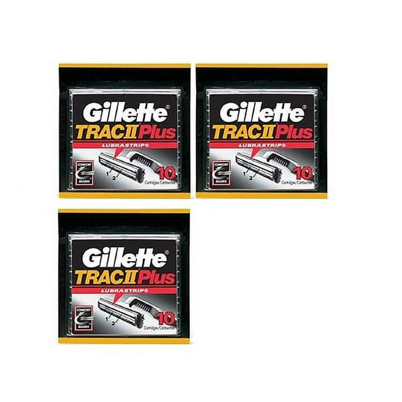 Gillette Trac II Plus Refill Razor Blades 10 ct. (Pack of 3)